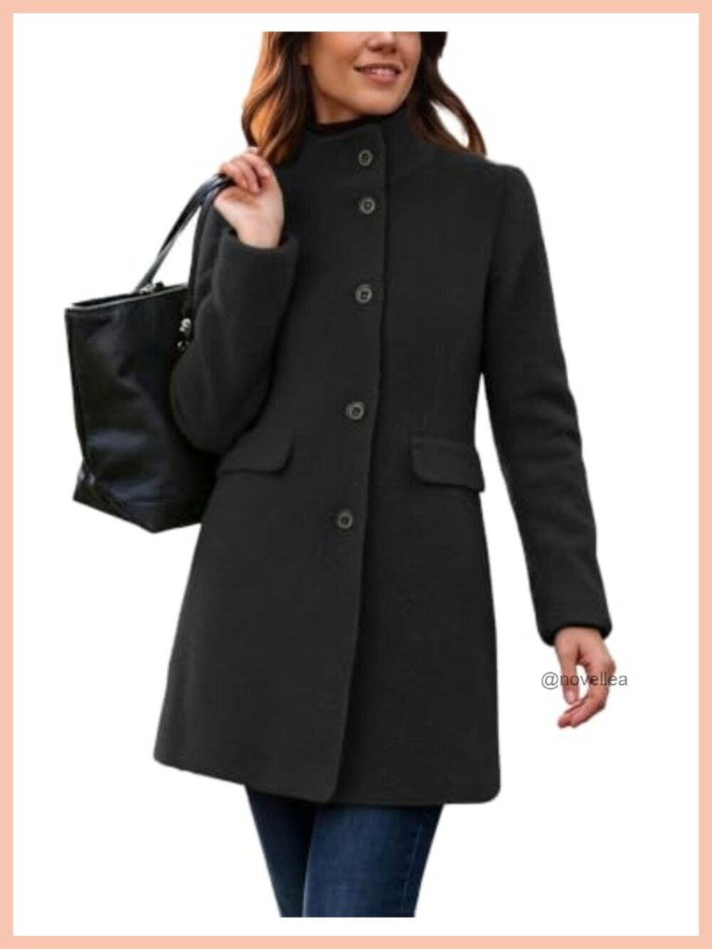 Womens Boucle Wool Pea Coat Mid Length Fuzzy Fleece Trench Jacket